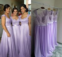Hot Selling Purple Lilac Lavender Bridesmaid Dresses Lace Ch...