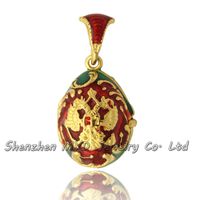 Résultats de bijoux de mode en gros femme blason russe Pâques Fabergé œuf pendentif médaillon collier émaillé main cadeaux de fête des mères