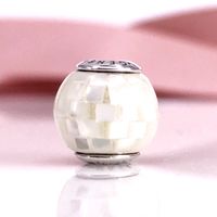 Sterling Silber Perlen GENEROSIT ESSENCE COLLECTION Charme mit weißen Perlmutt-Mosaik Fit für Schmuck Armbänder 796079MMW