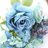 Diamant de créations de mariage bouquet de rose artificiel bleu environ 21cm comprennent rose, hortensia et baies livraison gratuite WT037