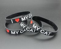 100pcs haute qualité j'aime mon chat Stocks en caoutchouc silicone bracelets pour cadeaux promotionnels SS001