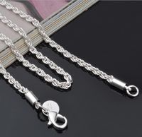 Nieuwe aankomst 925 Sterling zilveren ketting kettingen Mooie schattige mode charme 3mm touw ketting kettingen sieraden 16-30 inch