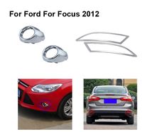 Naklejki samochodowe Chrome Front Lampy przeciwmgielne + Ogon tylne światła przeciwmgielne Lampy okładka rama wykończenia 2012 dla Forda Focus 3