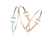 Guldpläterad Justerbar CZ Crystal Pulsera Dubbel T-formad metall Manschett ArmbandBangle Open Cross Charm Armband för kvinnor eller män