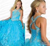 Glitz Girl' s Pageant Dresses Halter Crystals Sequins Pl...