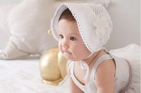 Sweet Princess Hollow Out Baby Girl Hat Summer Lace-up Beanie rosa / bianco cotone cotone enfant per 0-12m