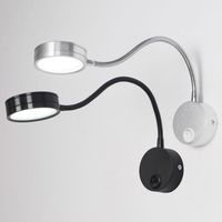 LED Gümüş Yatak Odası Başucu Lambası Okuma Duvar Lambaları Topuzu Anahtarı ile 5 W 90-260 V Ayna Koridor Işık Yönü Ayarlanabilir