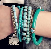 Brins perles océan bracelet bleu perles de style bracelets multicouches bracelets