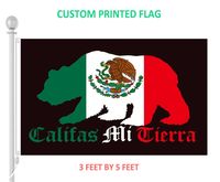 Custom Califas Mi Tierra Aztlan 폴리 에스테르 깃발 장식품, 2 개의 그로멧, 3x5 피트