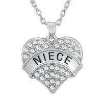 Älska din familj niece White Crystal Hearts Pendant Girls Chunky Necklace Word Smycken Sommar 2016