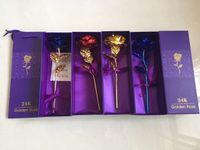 24 k folha de ouro rose flores jóias para as mulheres amantes dos namorados dia artesanal presentes com caixa para presente de aniversário mãe 4 cores
