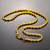 الفولاذ المقاوم للصدأ القلائد النساء الرجال سلسلة القلائد الملتوية حبل سلسلة ذهبية اللون بيان قلادة غرامة مجوهرات 4 ملليمتر