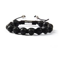Jewelry Wholesale 10pcs/lot High Quality 10mm Lava Rock Stone With Natural Matte Stone Beads Macrame Bracelet For Men&#039;s Gift