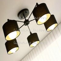 Modern Ceiling lights Fixture Semi-Flush Mount type Black White Colors Cloth Shade 3, 5 Bulbs with Iron for Livingroom Bedroom Freeshipping