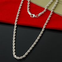 Venta al por mayor y al por menor 925 Sterling Silver 4MM 18 pulgadas Rope Chain Necklace Fashion Silver Necklace Mens Jewelry