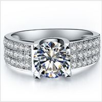 2CT Genuine SONA Synthetic Diamond Wedding Engagement Ring f...