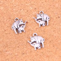 93pcs Antique Silver Plated double elephant Charms Pendants ...