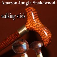Woodcraft Trekking hiking trip cane Quality hiking tips Replaceable Knob Authentic natural Snakewood Walking stick for grandfather man gift