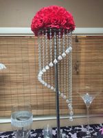 luxury tall hanging acrylic crystal bead wedding flower stan...