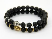 2015 Hot Sale Jewelry Black Lava Energy Stone Beads Gold And Silver Buddha Bracelets Wholesale New Products for Men&#039;s and Women&#039;s GIft