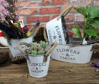 5pcs-pack multi style grand jardin planteurs de pot en métal décoratif de fleur de fleur de métal maison godets pour décoration végétale vintage