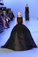 Elie Saab zwarte avondjurken baljurk tinle appliques kant beroemdheid luxe feestjes voor vrouwen formele jurk op maat gemaakt in China