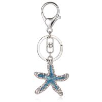 Mode argent couleur en métal fermoir à homard porte-clés balancent strass émail étoile de mer animaux charme porte-clés pour les femmes bijoux