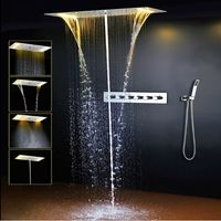 luxury led rain shower thermostatic faucets sus304 with embedded ceiling led shower head 380x700mm rainfall mist spout 4 body jet - Luxury Rain Showers luxury led rain shower thermostatic faucets sus304 with embedded ceiling led shower head 380x700mm rainfall mist spout 4 body jet - Luxury Rain Showers
