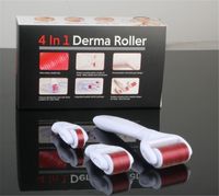 TM-DR006 MOQ 1PC 4 em 1 Microneedle Inox / Titanium Liga Neatles DRS Derma Roller com 3 cabeça (1200 + 720 + 300 agulhas) Derma Roller Kit