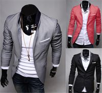 Mode Hiver Noir Rouge Gris Hommes Vêtements Casual Coton À Manches Longues Casual Slim Fit Costume Élégant Blazer Manteaux Vestes