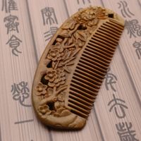 Fine natural ebony comb hair carving factory wholesale massa...