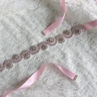 Розовые атласные четкие кристаллы с привилегией Bridal Belts Ceinture Crystal Perle стразы с обручальным поясом Кристалл атлас Rhinestone пояс для свадебного платья