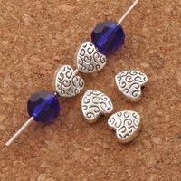 Alloy Fancy Crafted Heart Spacers Loose Beads 500pcs/lot 5.9X6.1mm Tibetan Silver Jewelry L1767