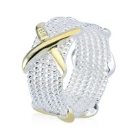 Rellecona jóias de alta qualidade anel maçônico Mulheres Somerset Mesh Design Anel X elemento 925 anel de prata esterlina