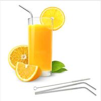Stainless Steel Metal Drinking Straw Reusable Straws with Cleaning Brush for Home Kitchen Bar Opp Bag Package