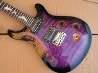 Stock privé SE Paul Allender Flamme Érable Top Purple Black Electric Guitar Guitar Bat Inlay, Pont de Tremolo, Hardware Gold