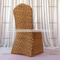 Envío gratis 2 unids estampado de leopardo Lycra cubierta de la silla de frente plano para la decoración de la boda del partido de la alta calidad Spandex cubierta de la silla