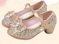 새로운 어린이 공주 진주 구슬 샌들 어린이 꽃 결혼식 신발 하이힐 드레스 신발 여성을위한 파티 신발 핑크 G946