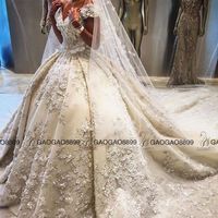 Ziad Nakad 2019 abiti da cerimonia nuziale di lusso 3D dettaglio floreale abito da ballo Incredibile in rilievo Medio Oriente Arabia Saudita Princess Royal abiti da sposa