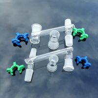 2016 New 3 Joints Glass Drop Down Adapter With Reclaimer Adapter And Keck Clip 2 Male 1 Female Joint 14mm 18mm Glass Dropdown