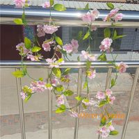 230 cm Uzun Sahte Sakura Vines Yapay Kiraz Çiçeği Vine Düğün Parti Ev Dekoratif Duvar Asılı Çiçekler için