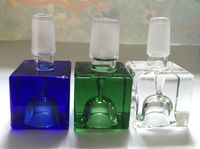 Ciotola di vetro colorato cubico ciotola da 14 mm 18mm cubo ciotole quadrato / scivolo con accessorio di fumi di Bong congiunto maschile