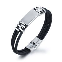 Bracelet en silicone gravé personnalisé avec caoutchouc de silicone noir et bracelet à breloques en acier inoxydable personnalisé