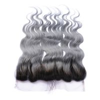 #1B/Grey Ombre Brazilian Human Hair 13x4 Ear to Ear Lace Frontals Body Wave Two Tone Silver Grey Lace Frontal Closure Bleached Knots