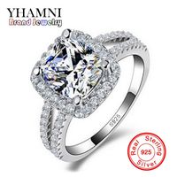 8mm CZ 다이아몬드 약혼 반지를 가진 여자를위한 YHAMNI 본래 패션 쥬얼리 925 스털링 실버 결혼 반지 도매 J29HG