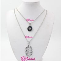 Wholesale Interchangeable Snaps Jewelry Double Layer Statement Necklace Leaf Snap Necklace DIY Snaps Button Necklace For Women