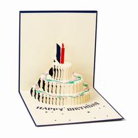 Happy Birthday Blessing Creative Kirigami 3D Pop-up Gift Wenskaarten met Envelop Vouwende Papieren Kunstsnijwerk