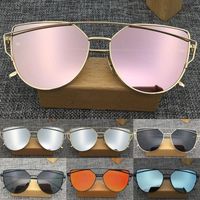 Women' s Flat Lens Mirrored Metal Frame Glasses Oversize...