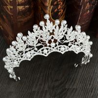 Prinses zilver kristal parel bruids tiara bruiloft prom verjaardagsfeestje dame haar accessoire bruiloft bruid hoofdpieces kroon geen kam bevestigd