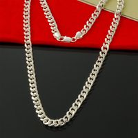 Direkt ab Werk Großhandel 925 Sterling Silber Halskette 7mm 20 Zoll Schnalle seitlich Silber Kette Halskette Silber Halskette für Männer
